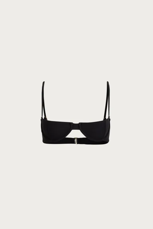 Demi Cup Underwire Top (Faux Suede Black) sold by SAME