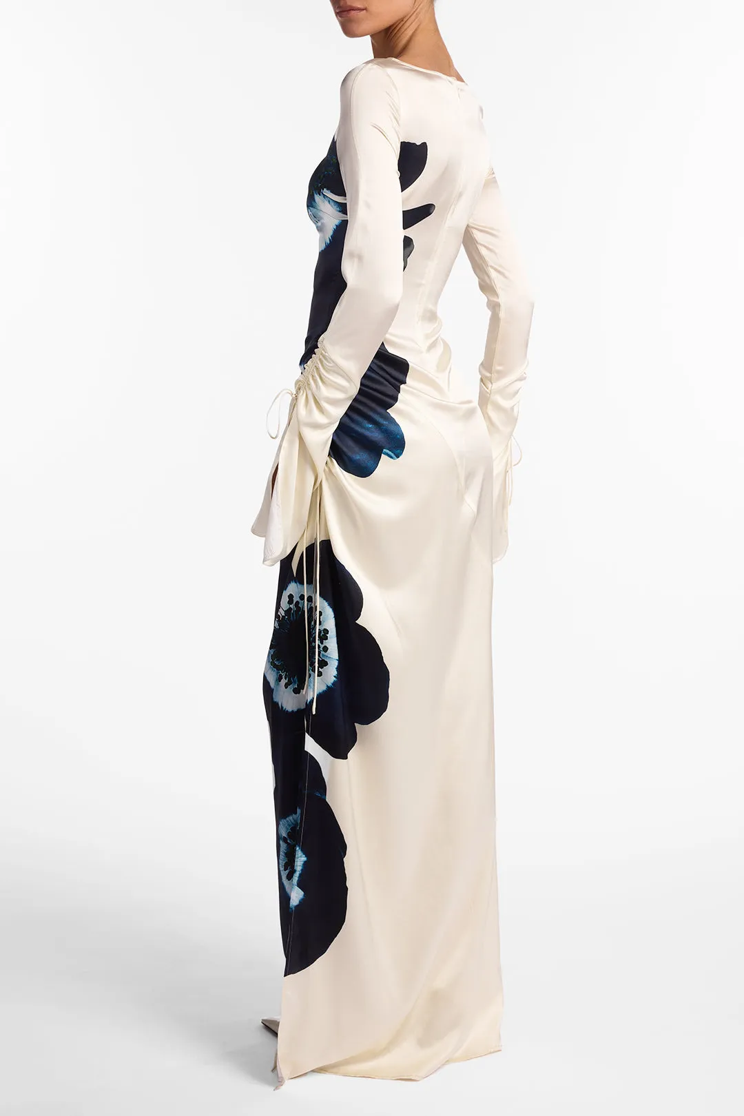 Silk Floral Gown (Cream/Navy) sold by SAME product image thumbnail 5