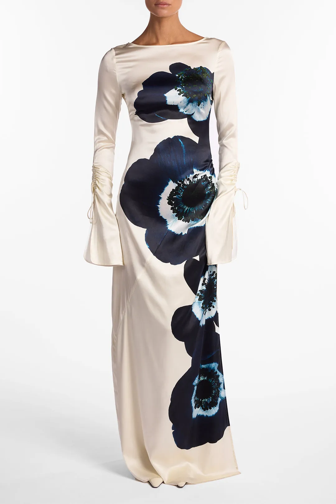 Silk Floral Gown (Cream/Navy) sold by SAME product image thumbnail 3