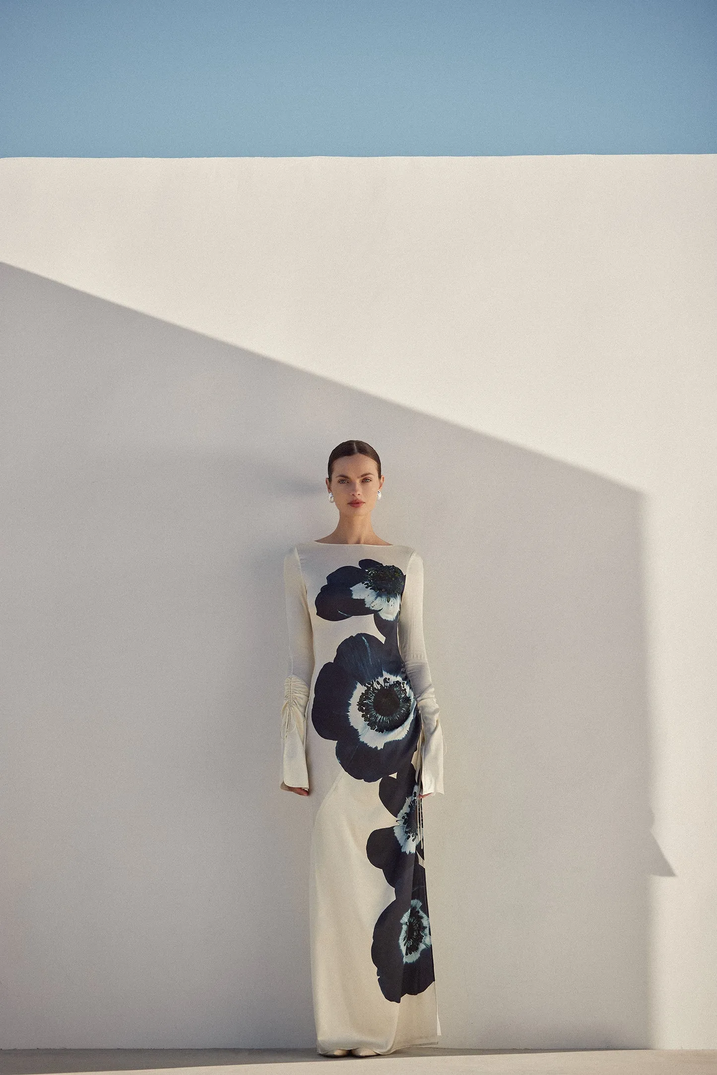 Silk Floral Gown (Cream/Navy) sold by SAME product image thumbnail 2