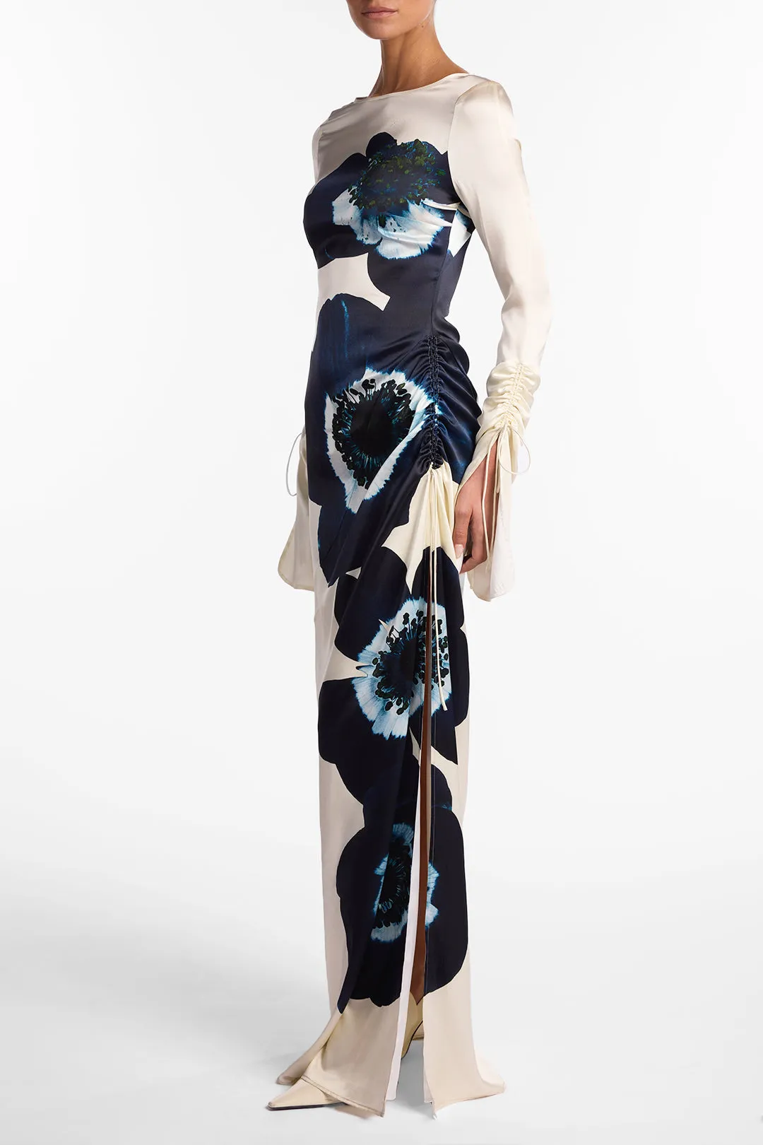 Silk Floral Gown (Cream/Navy) sold by SAME product image thumbnail 4