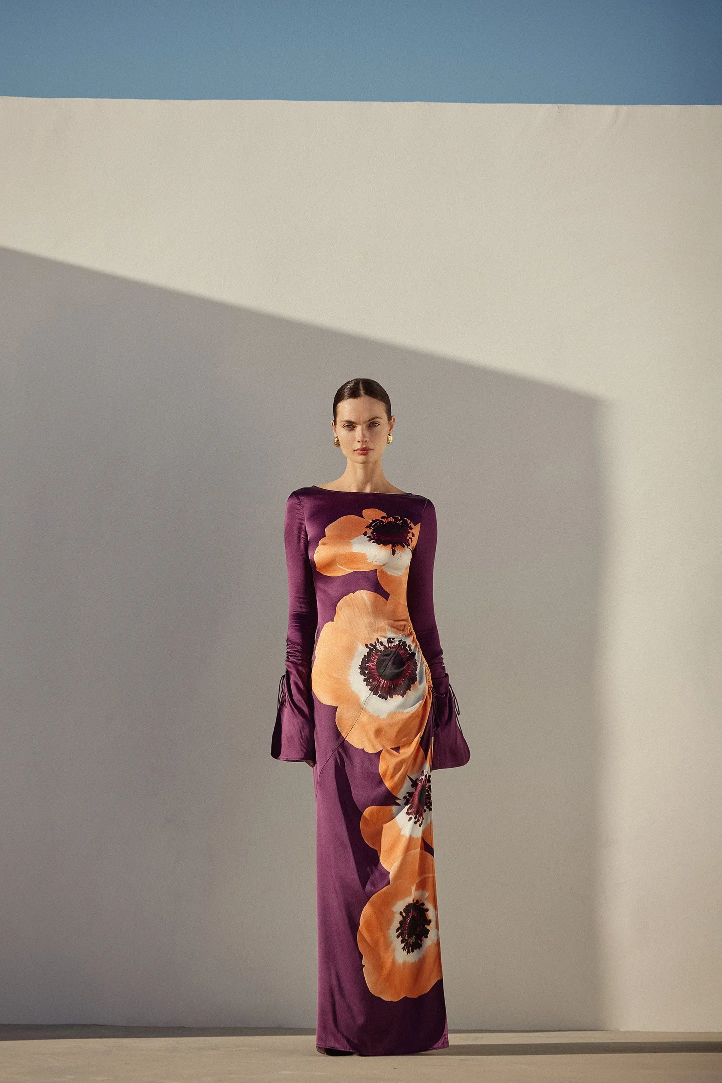 Silk Floral Gown (Purple/Peach) sold by SAME product image thumbnail 2