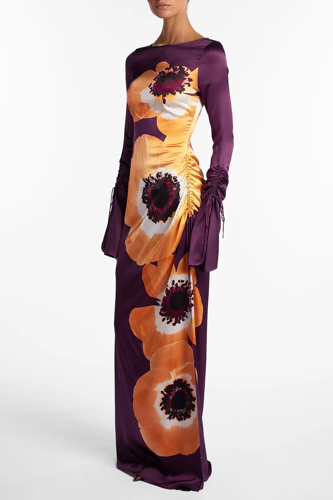 Silk Floral Gown (Purple/Peach) sold by SAME product image thumbnail 4