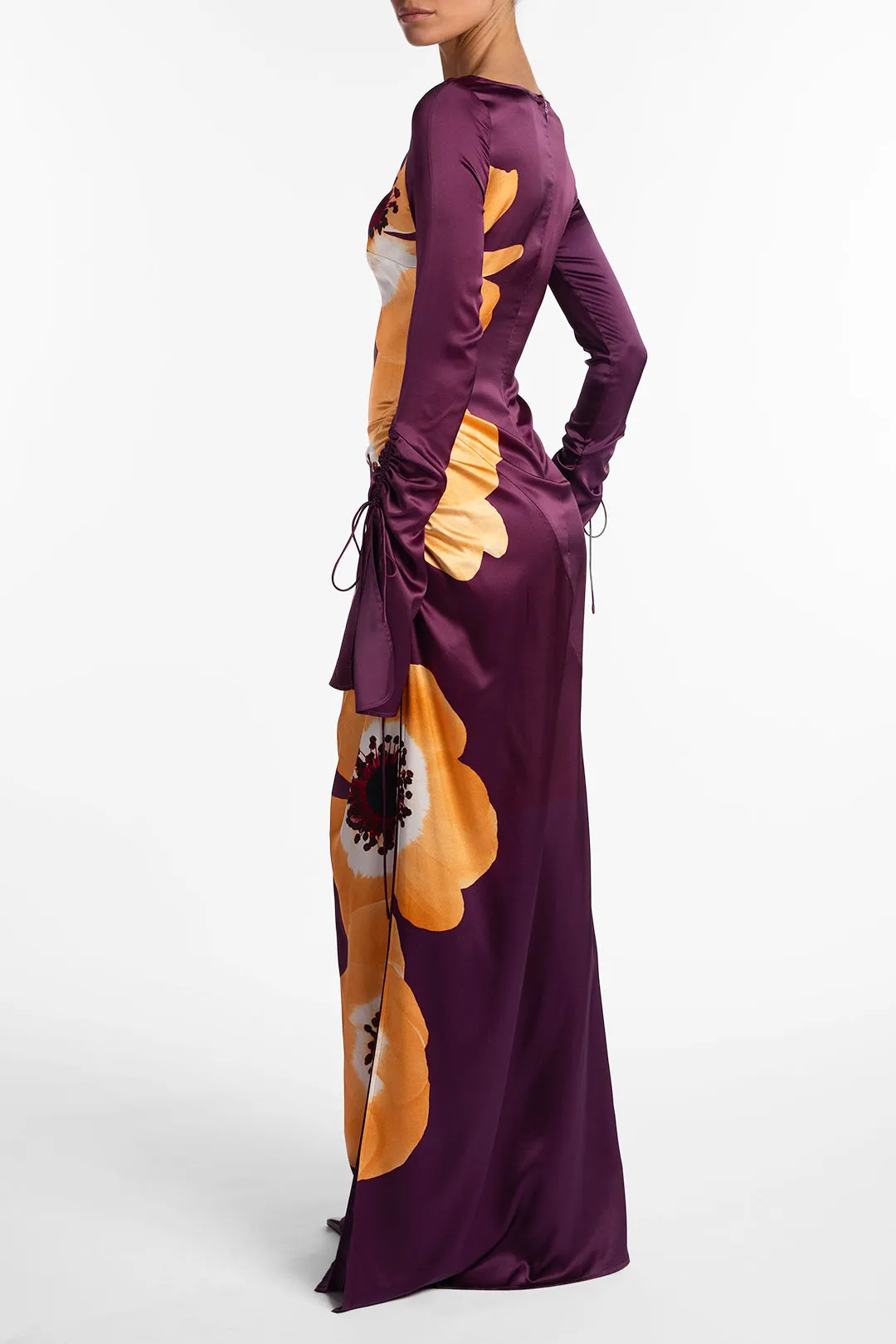 Silk Floral Gown (Purple/Peach) sold by SAME product image thumbnail 5