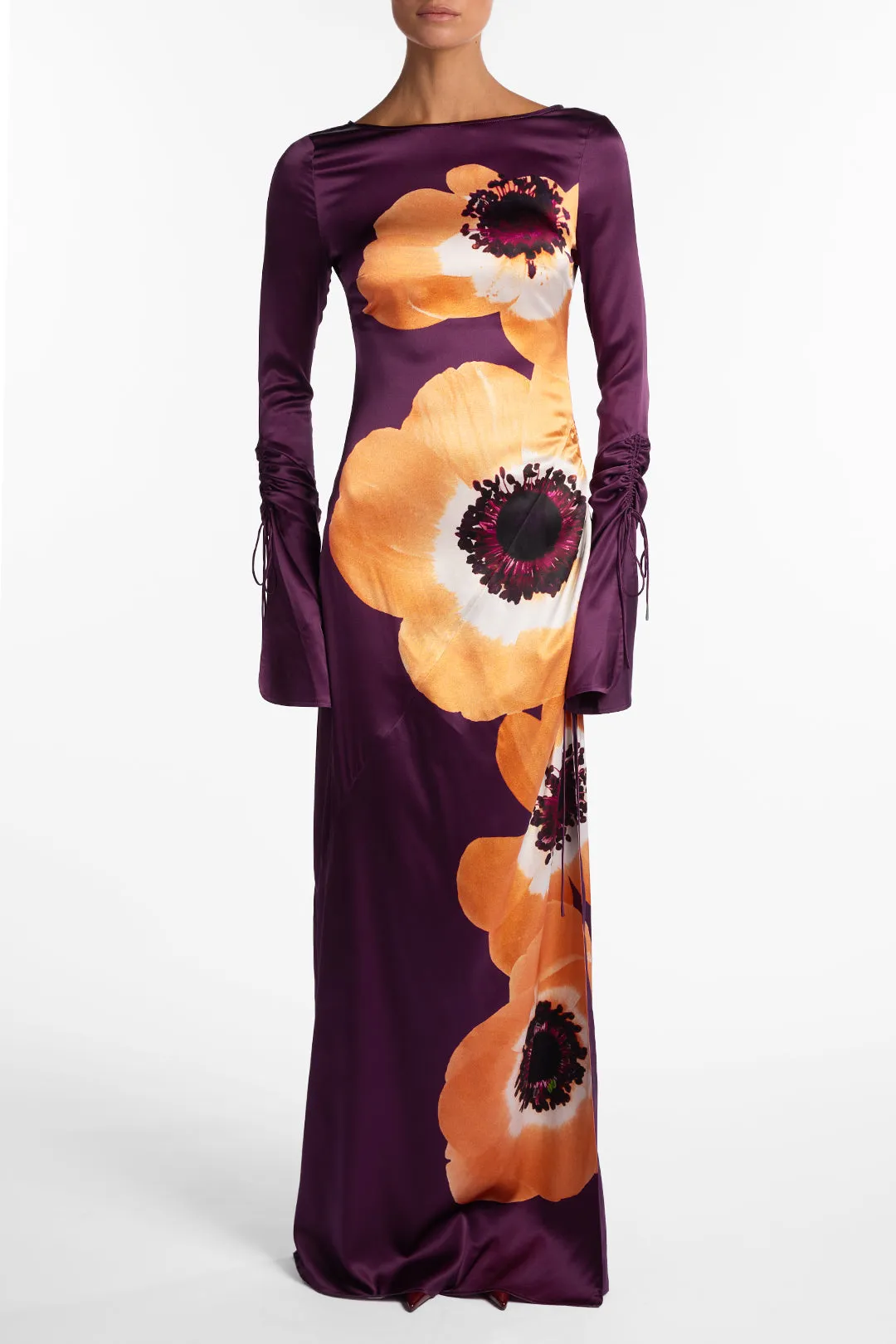 Silk Floral Gown (Purple/Peach) sold by SAME product image thumbnail 3