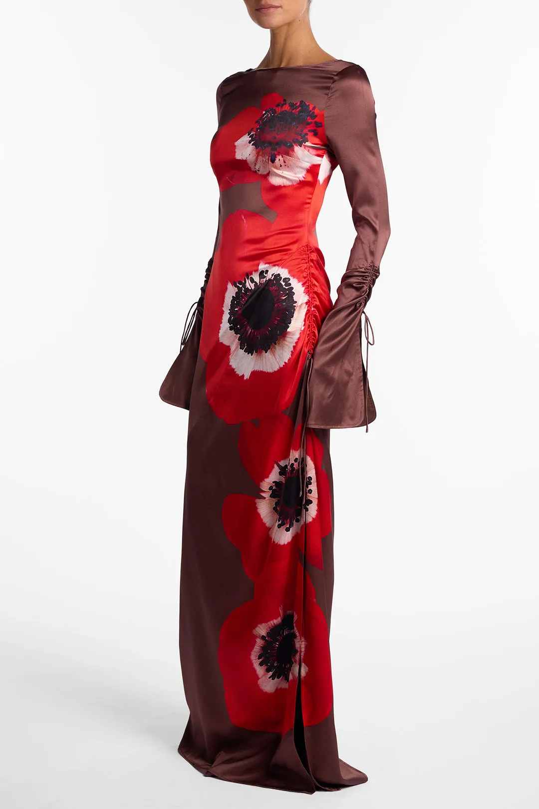 Silk Floral Gown (Brown/Red) sold by SAME product image thumbnail 4