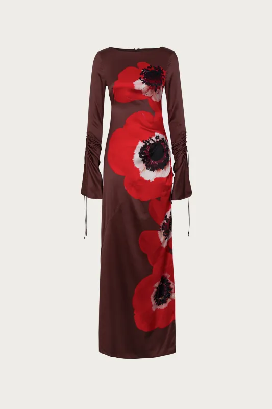 Silk Floral Gown (Brown/Red) sold by SAME
