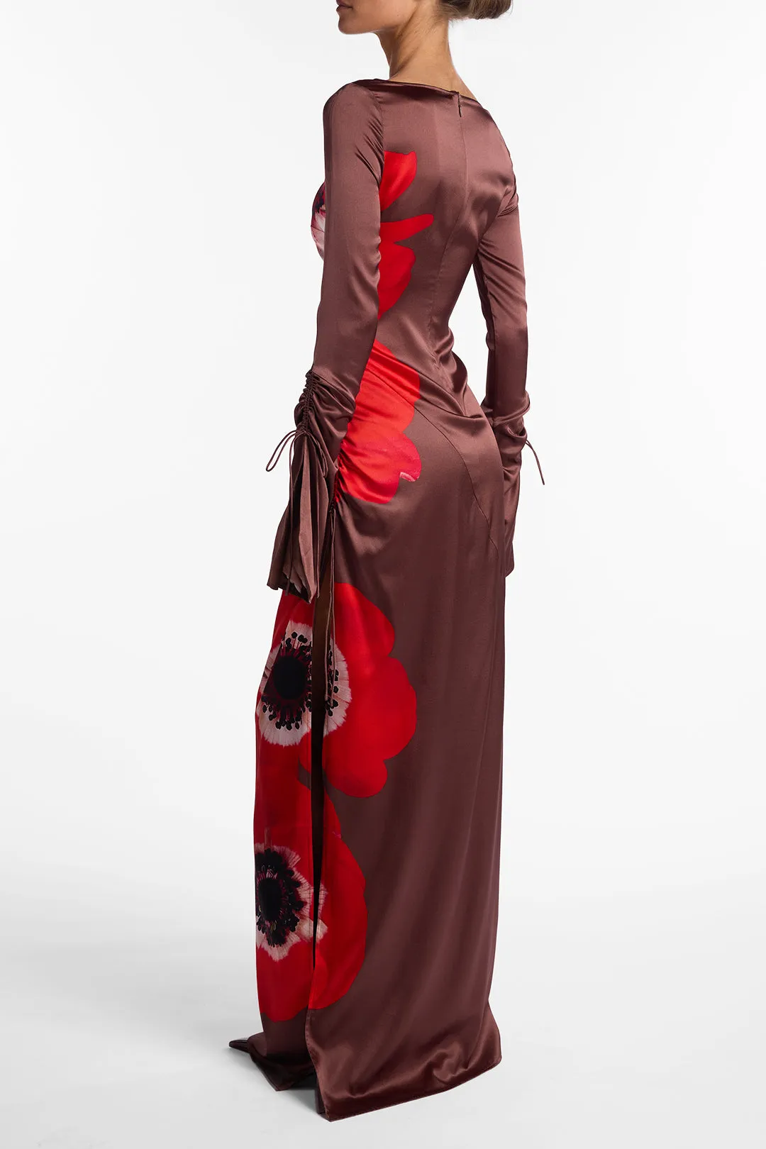 Silk Floral Gown (Brown/Red) sold by SAME product image thumbnail 5