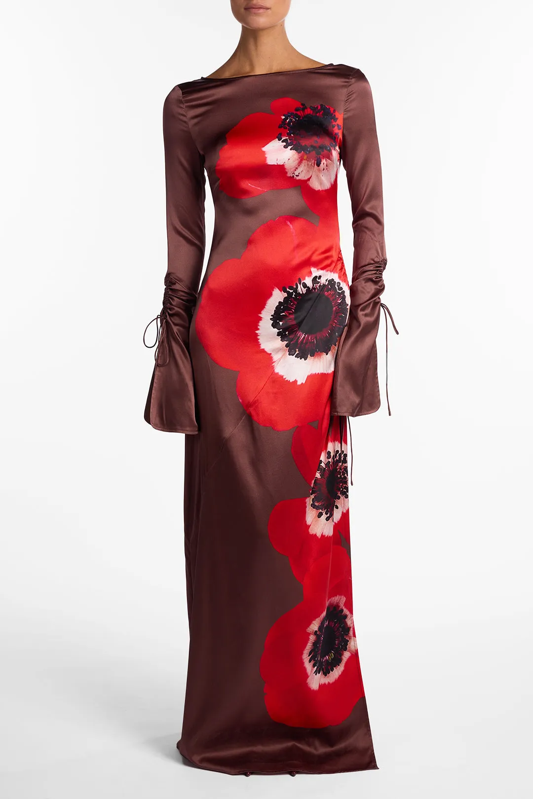 Silk Floral Gown (Brown/Red) sold by SAME product image thumbnail 3