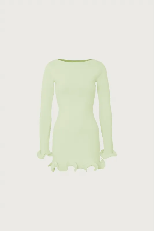 Ruffle Hem Mini Dress (Mint) sold by SAME