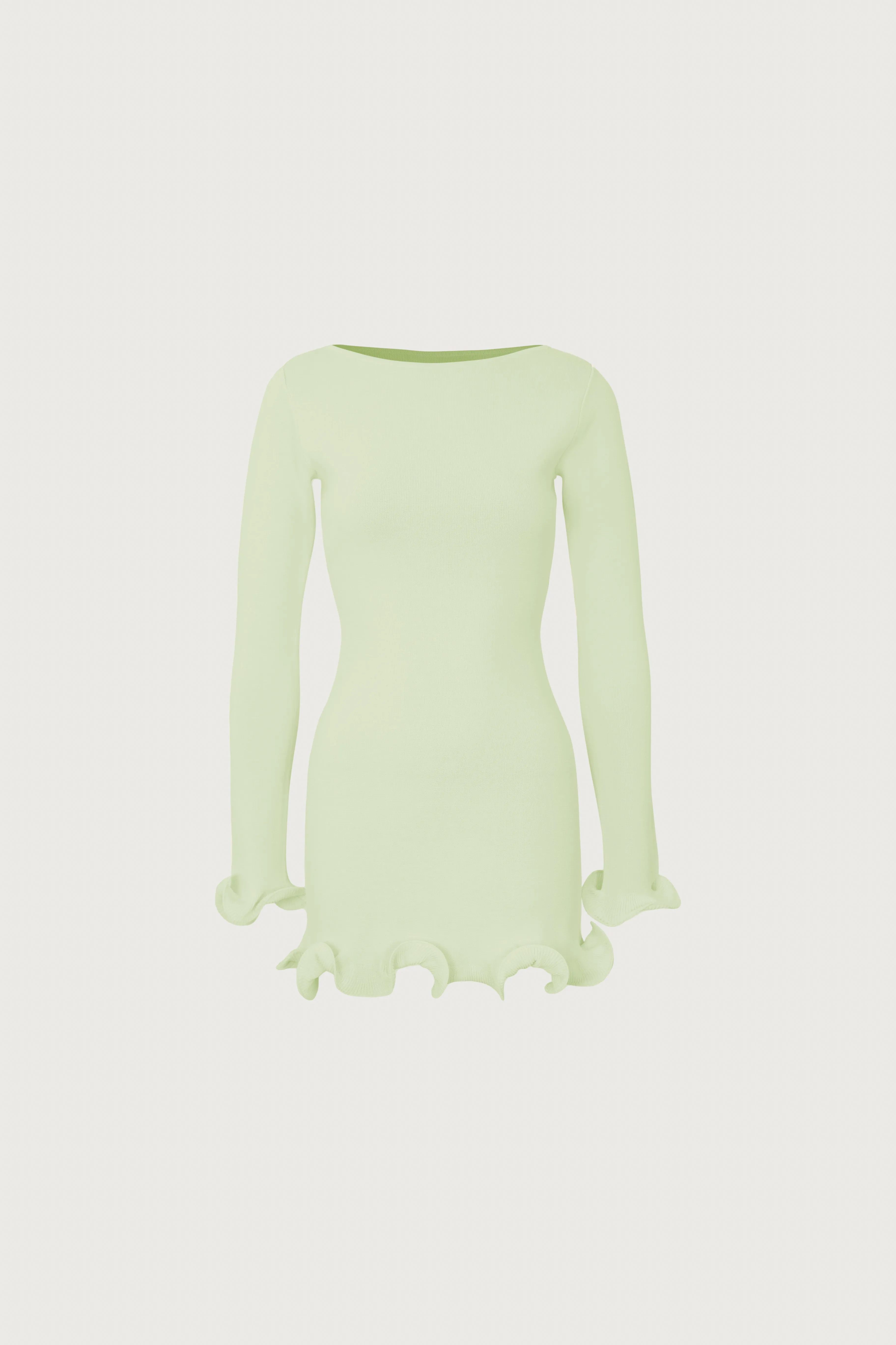 Ruffle Hem Mini Dress (Mint) sold by SAME