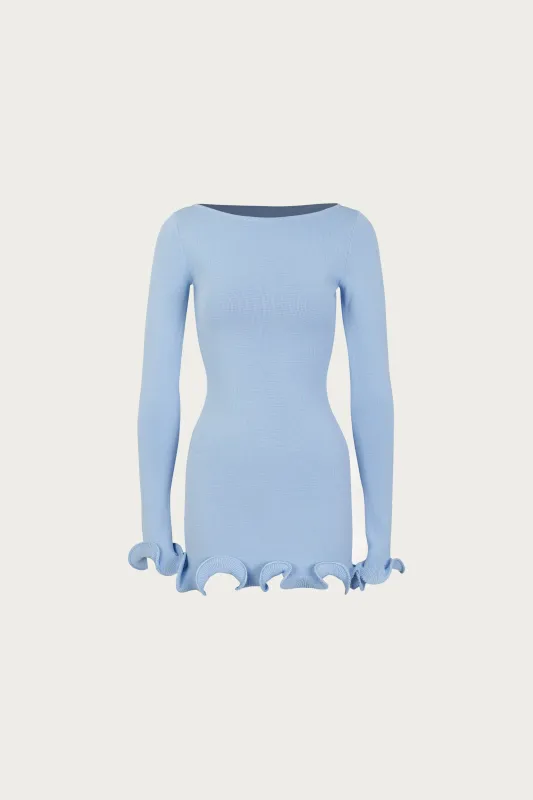 Ruffle Hem Mini Dress (Light Blue) sold by SAME