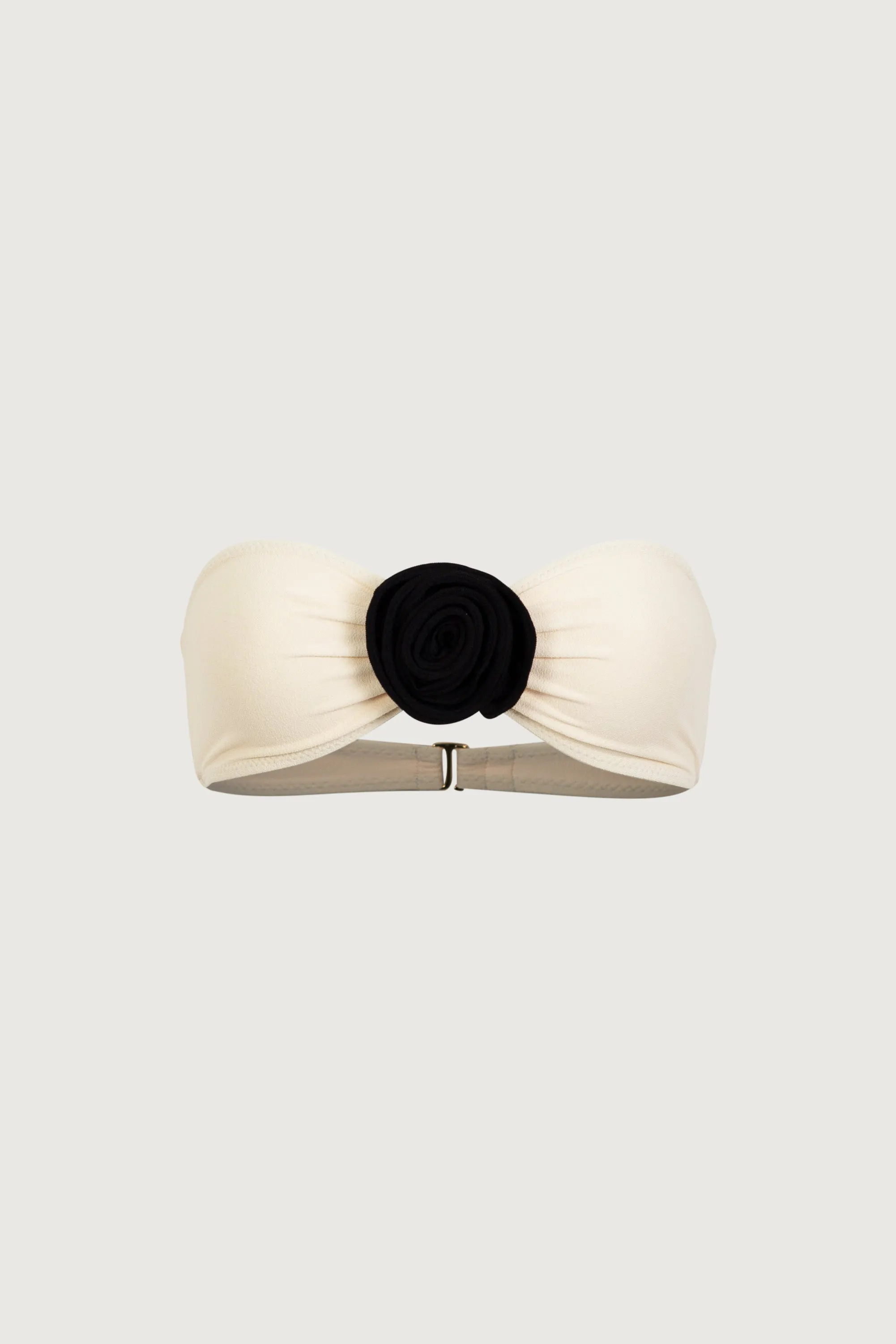 Rosette Bandeau Top (Faux Suede Cream/Black) sold by SAME