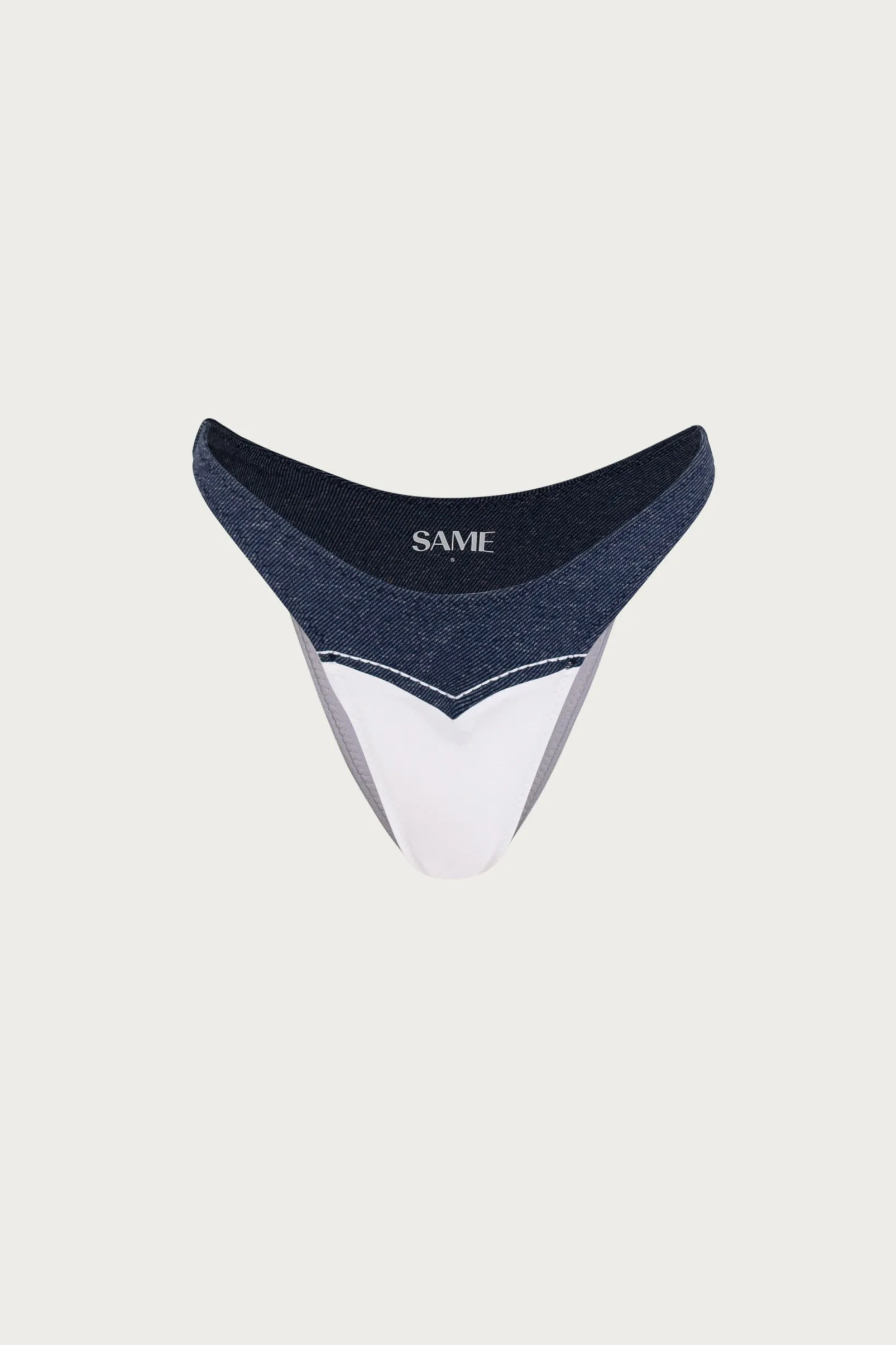 Western 90s Bottom (Faux Suede White/Dark Denim) sold by SAME