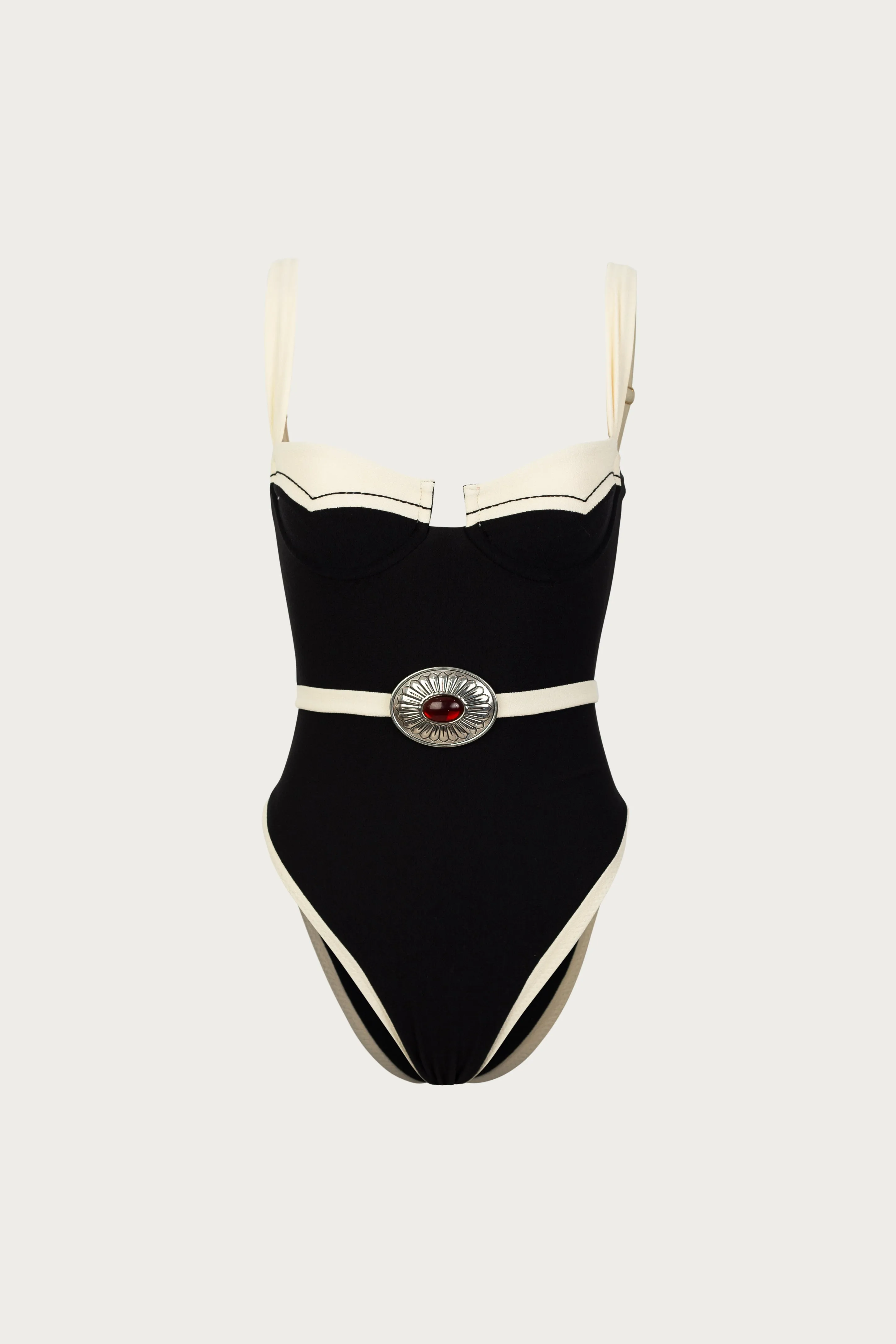 Western One Piece (Faux Suede Black/Cream) sold by SAME