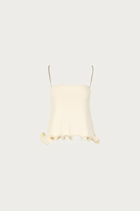 Ruffle Hem Tank Top (Cream) sold by SAME