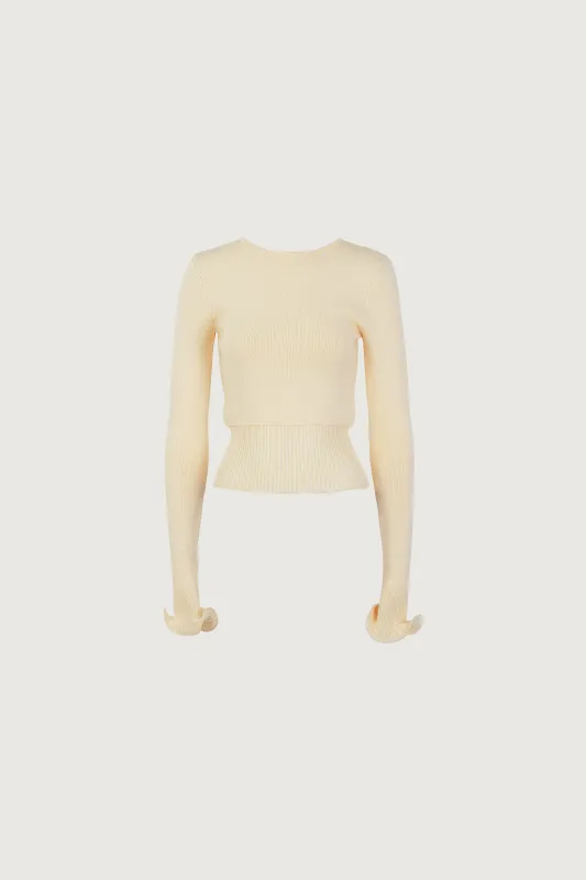 Ruffle Hem Sweater (Cream) made by SAME