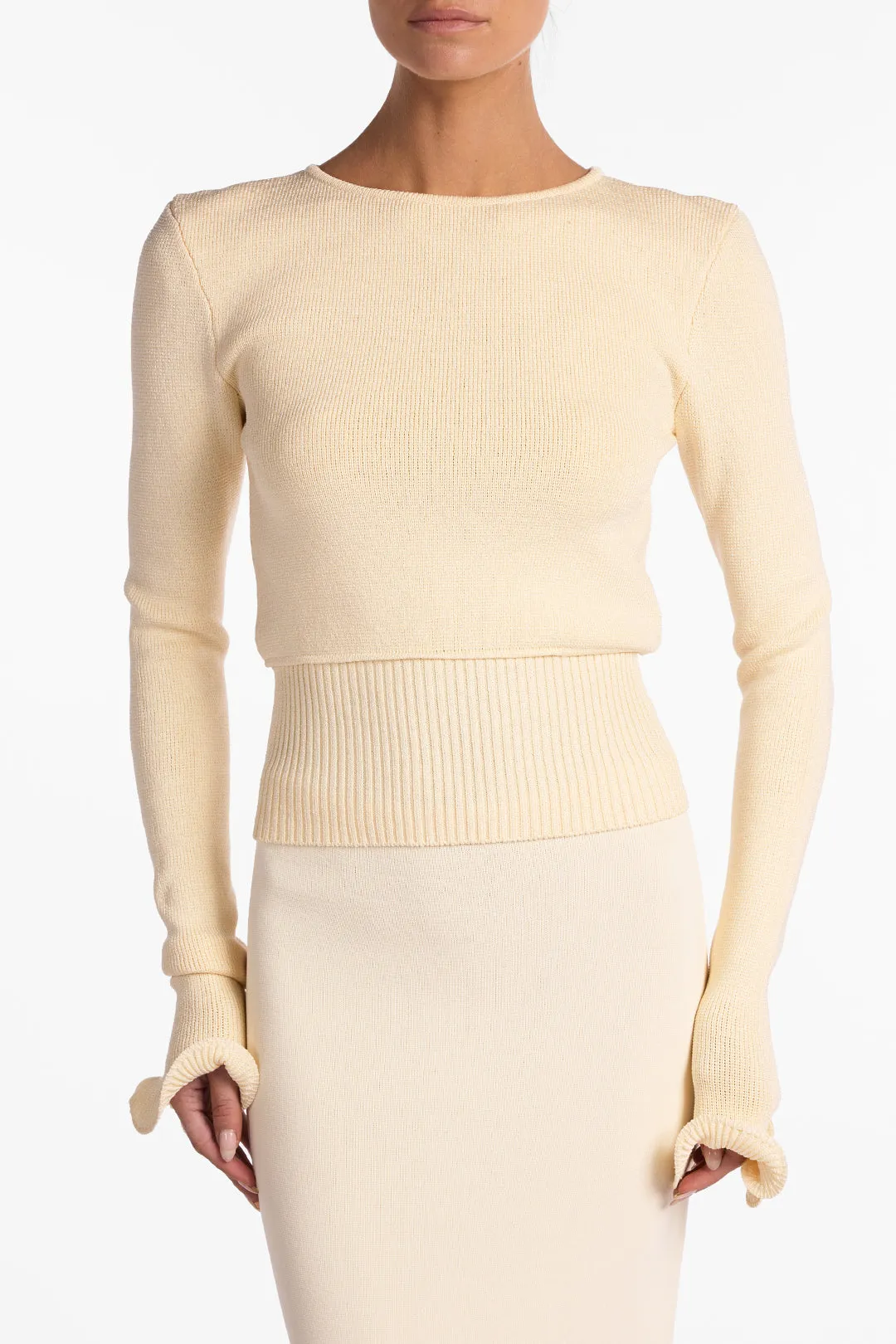 Ruffle Hem Sweater (Cream) sold by SAME product image thumbnail 4