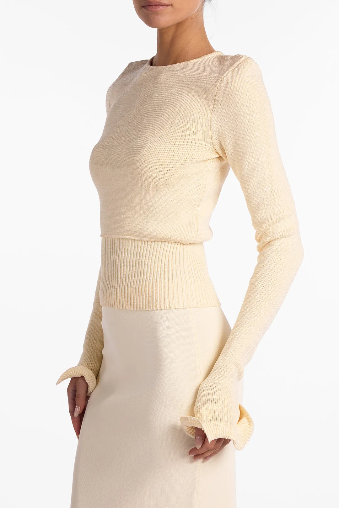 Ruffle Hem Sweater (Cream) sold by SAME product image thumbnail 5