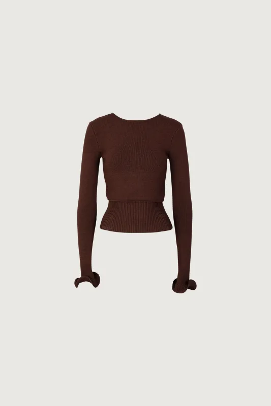 Ruffle Hem Sweater (Chocolate Brown) sold by SAME