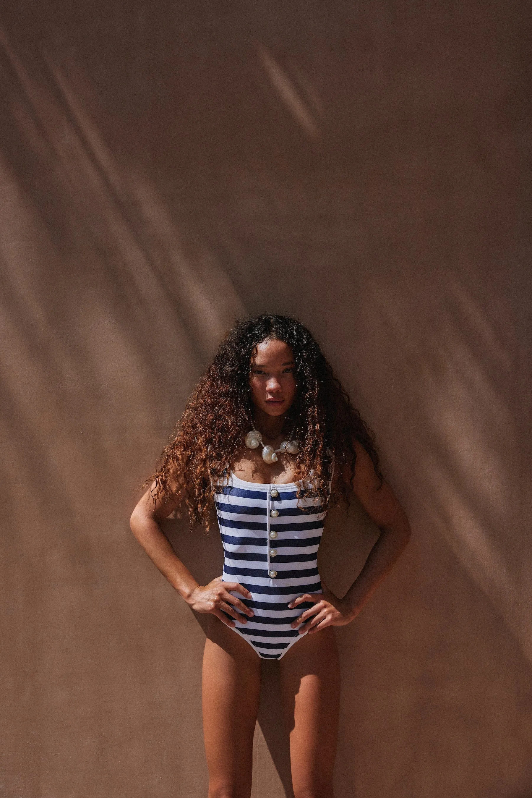 The Grace Tank One Piece (Navy Cream Stripe/White) sold by SAME product image thumbnail 2
