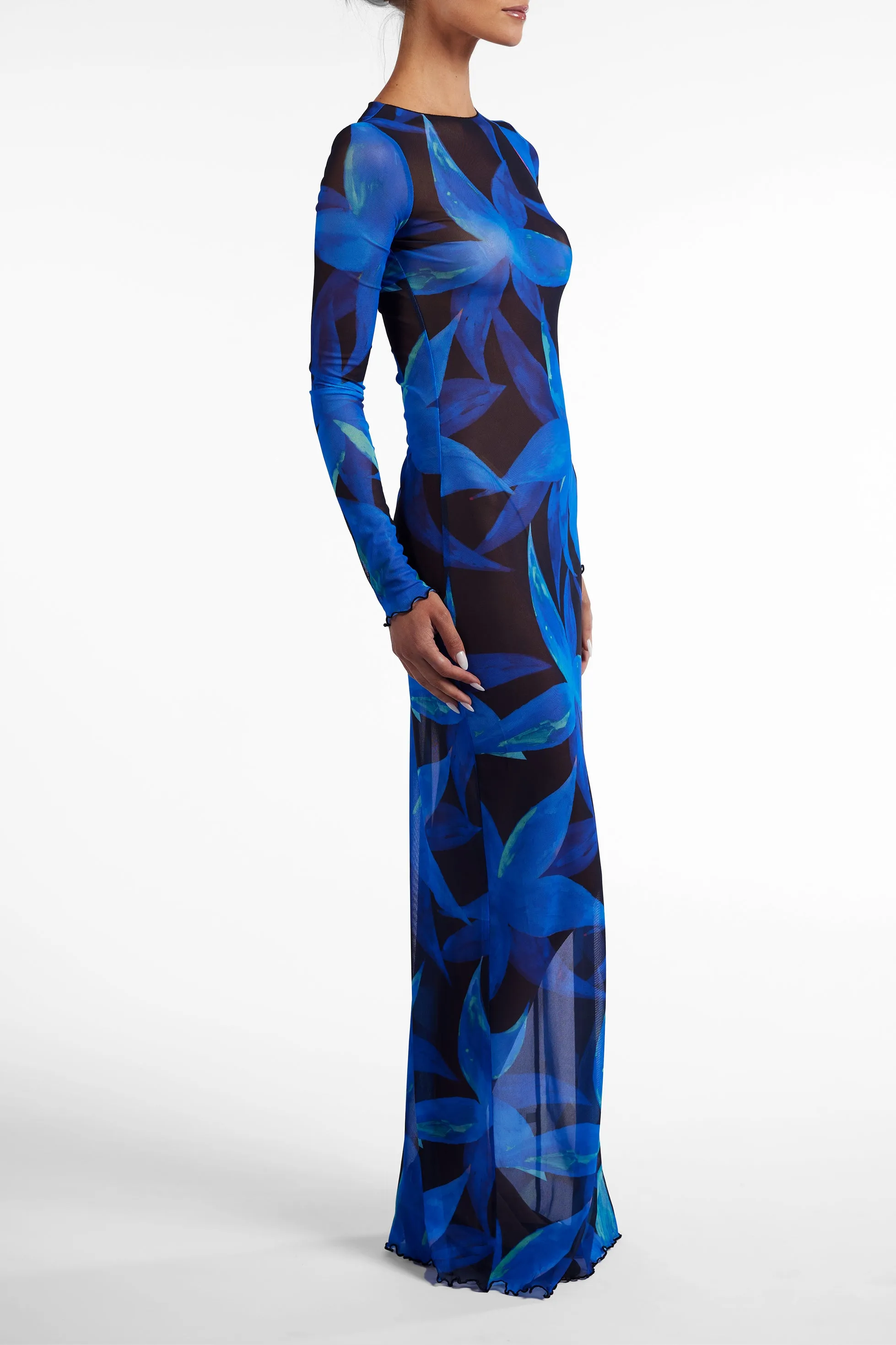 Mesh Maxi Dress (Blue Tropical) sold by SAME product image thumbnail 3