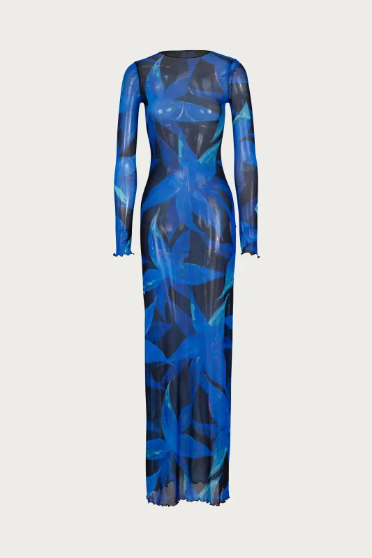 Mesh Maxi Dress (Blue Tropical) sold by SAME