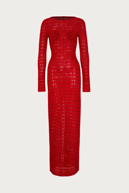 Rosette Crochet Dress (Red) sold by SAME