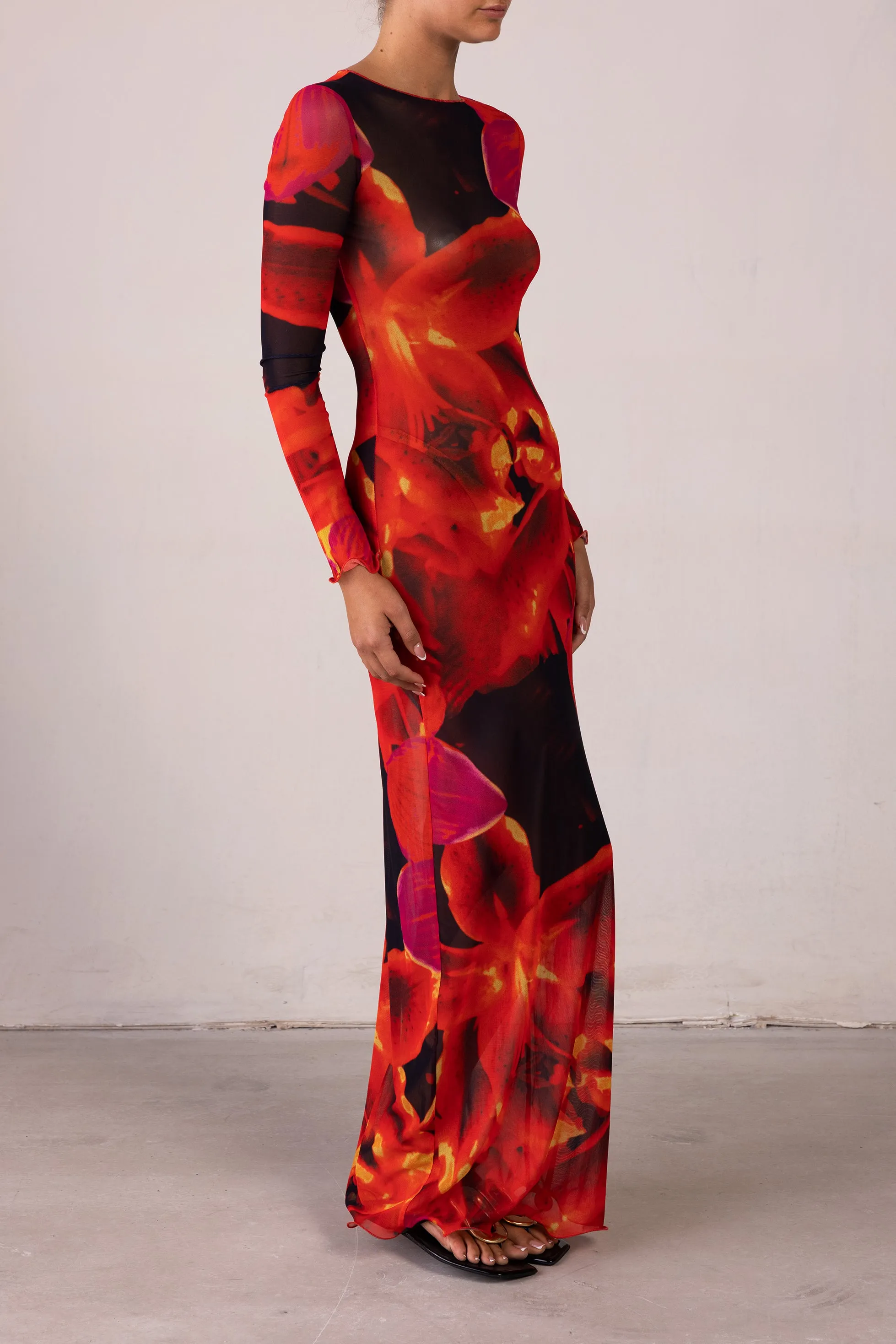 Mesh Maxi Dress (Red Tropical) sold by SAME product image thumbnail 5