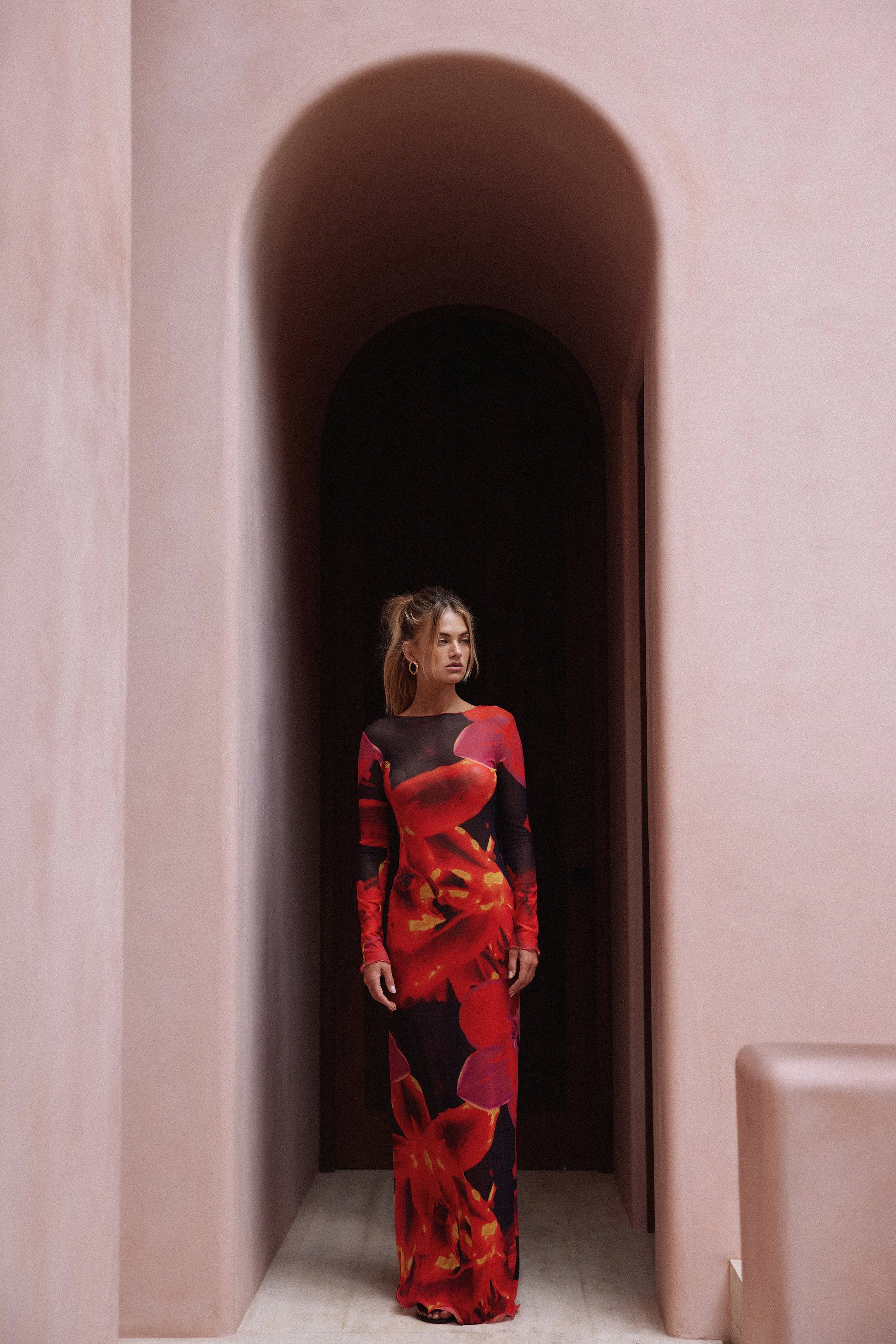 Mesh Maxi Dress (Red Tropical) sold by SAME product image thumbnail 2