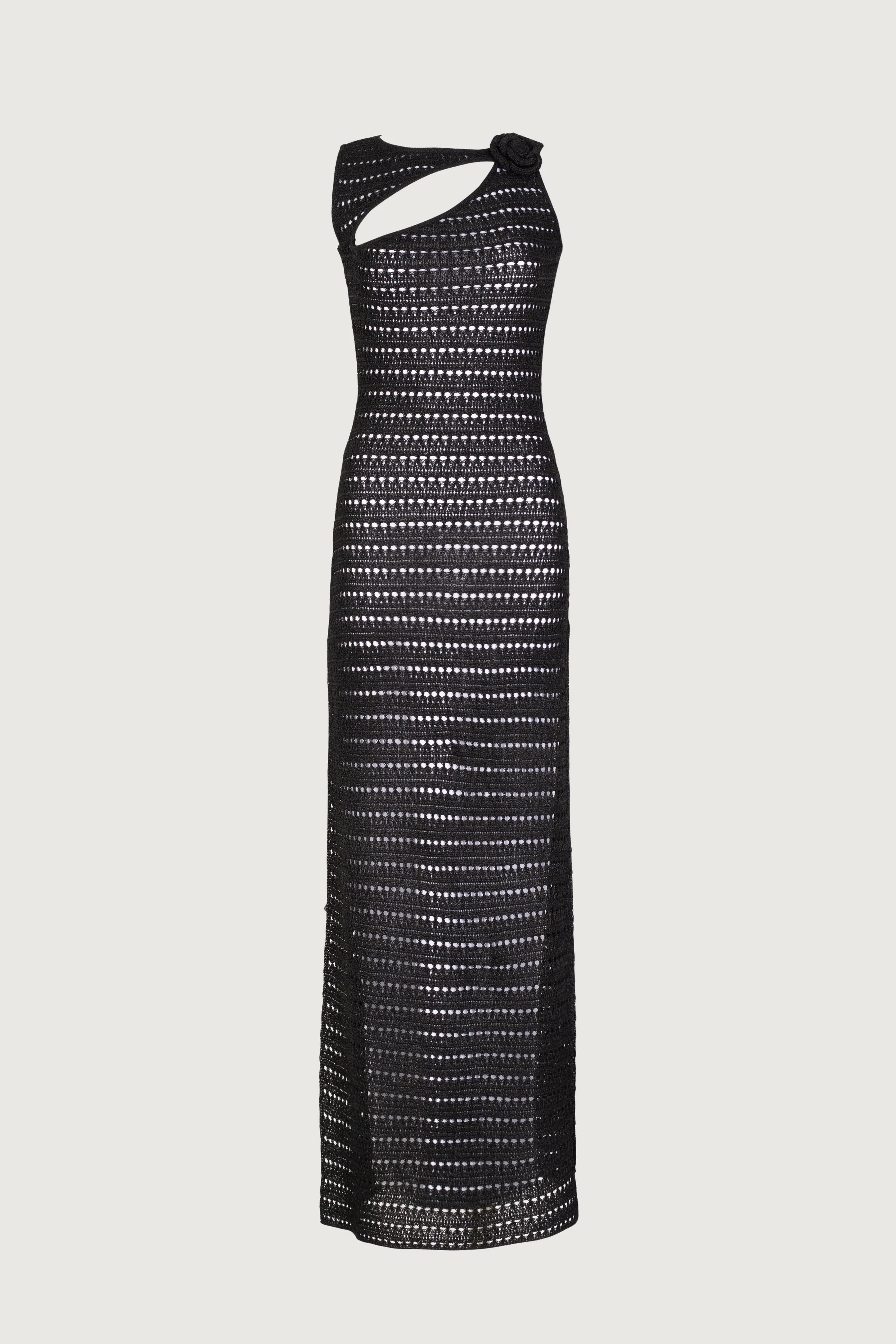 Rosette Sleeveless Crochet Dress (Black) sold by SAME