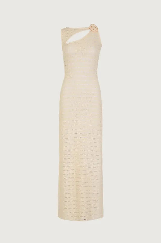 Rosette Sleeveless Crochet Dress (Cream) sold by SAME