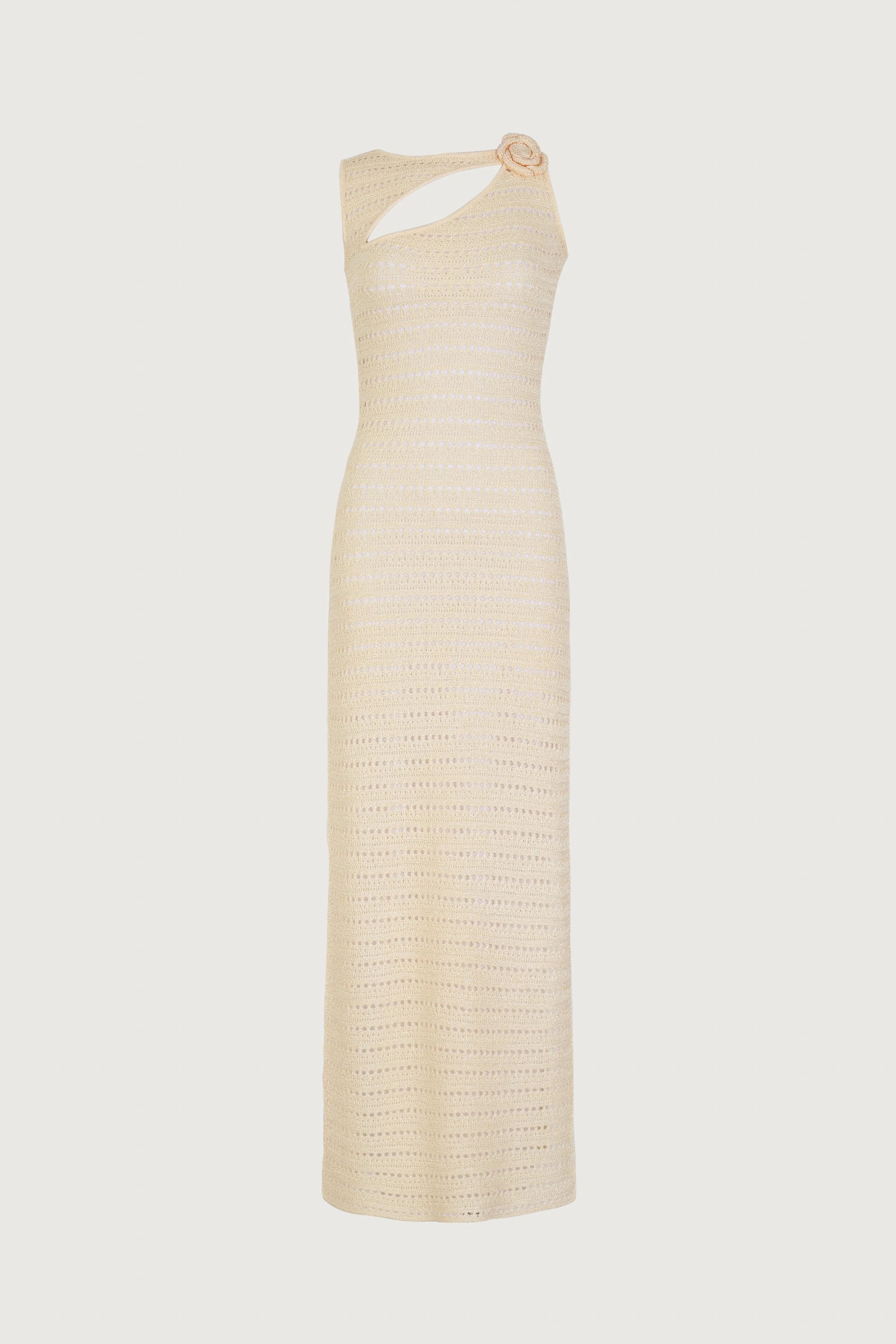 Rosette Sleeveless Crochet Dress (Cream) sold by SAME