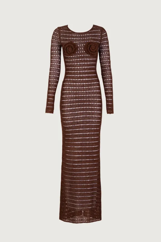 Rosette Crochet Dress (Chocolate Brown) sold by SAME