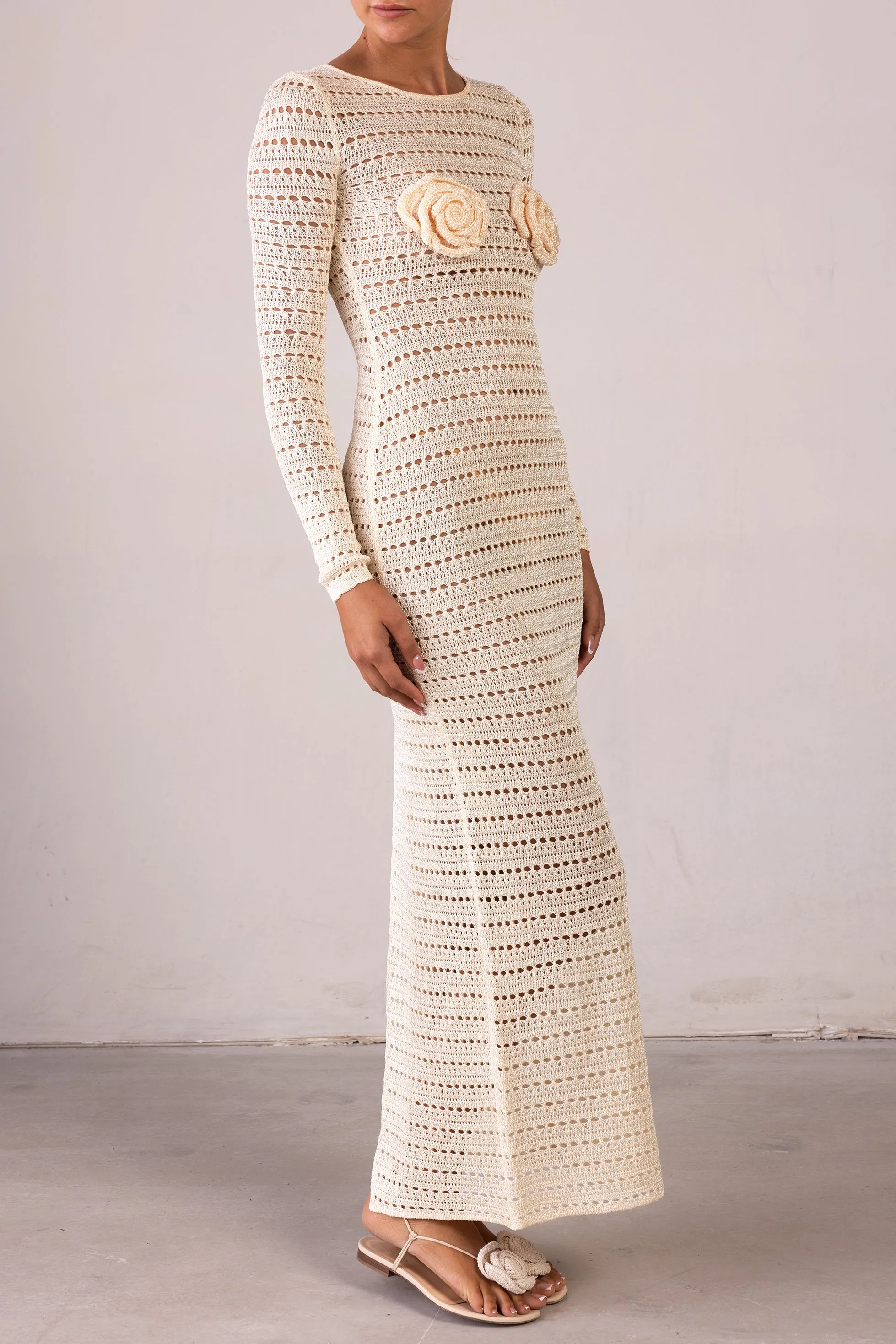 Rosette Crochet Dress (Cream) sold by SAME product image thumbnail 4