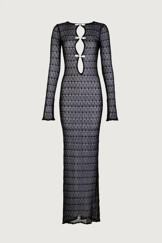 Keyhole Crochet Dress (Black/Cream) made by SAME