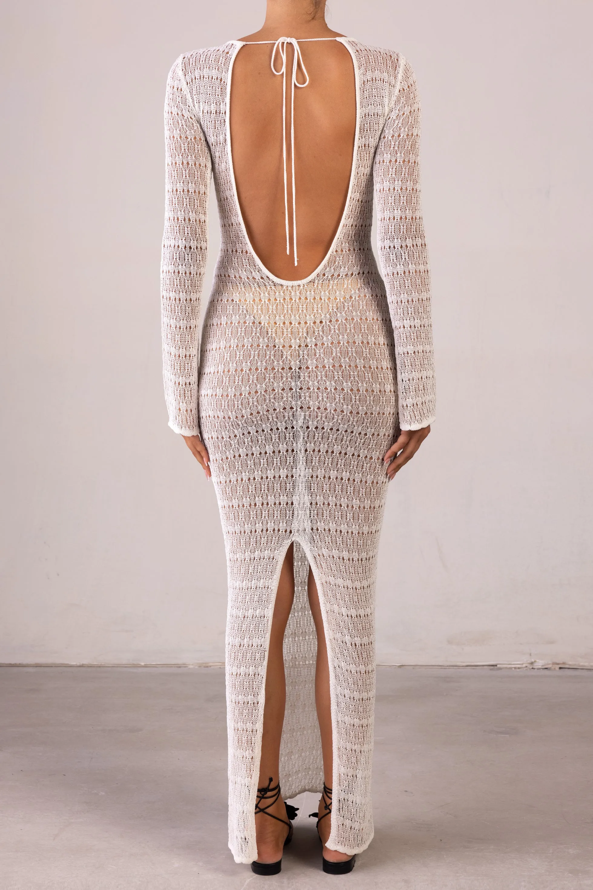 Keyhole Crochet Dress (Cream/Black) sold by SAME product image thumbnail 5