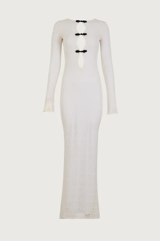 Keyhole Crochet Dress (Cream/Black) made by SAME