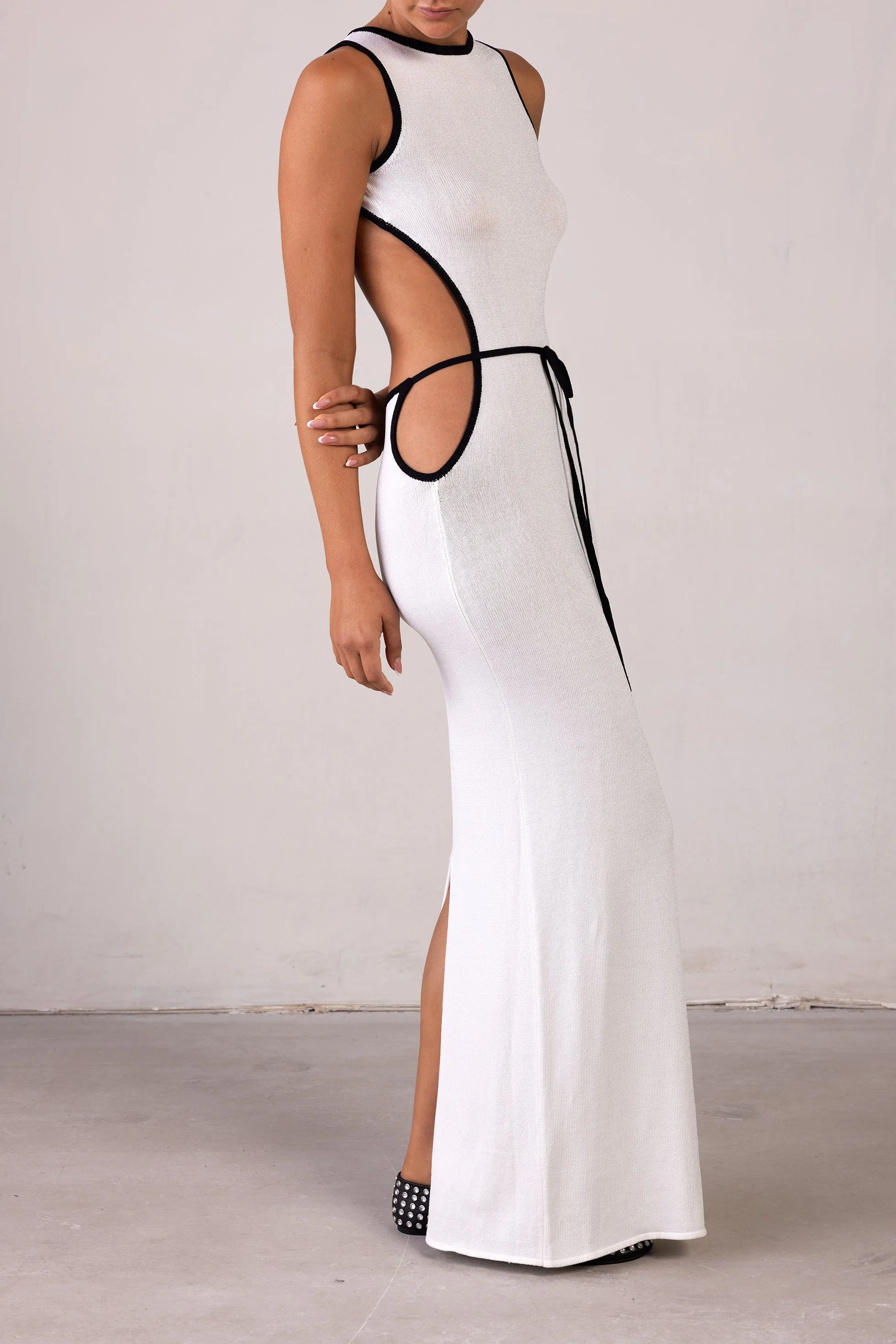 Tie Maxi Dress (Cream/Black) sold by SAME product image thumbnail 5