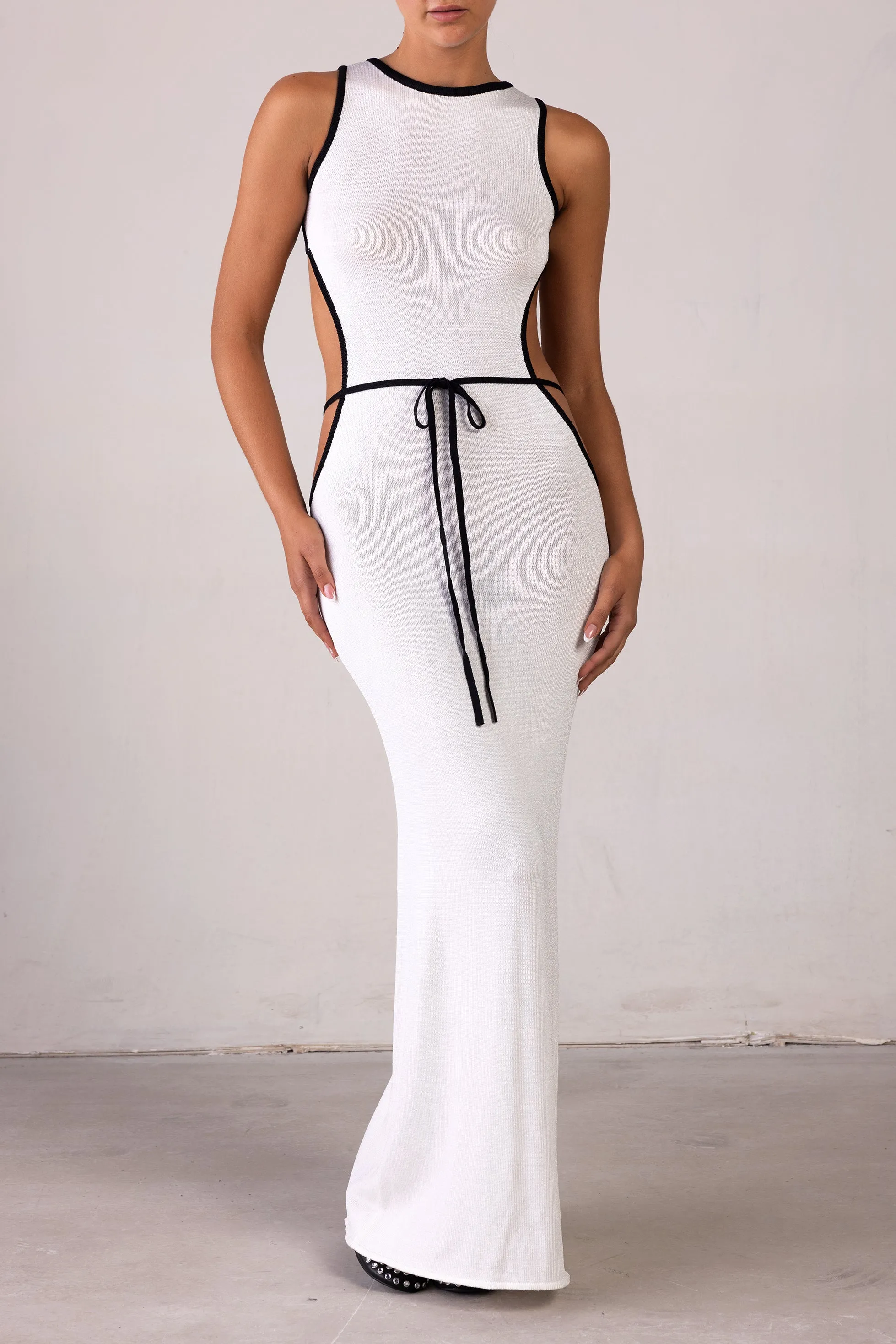 Tie Maxi Dress (Cream/Black) sold by SAME product image thumbnail 4