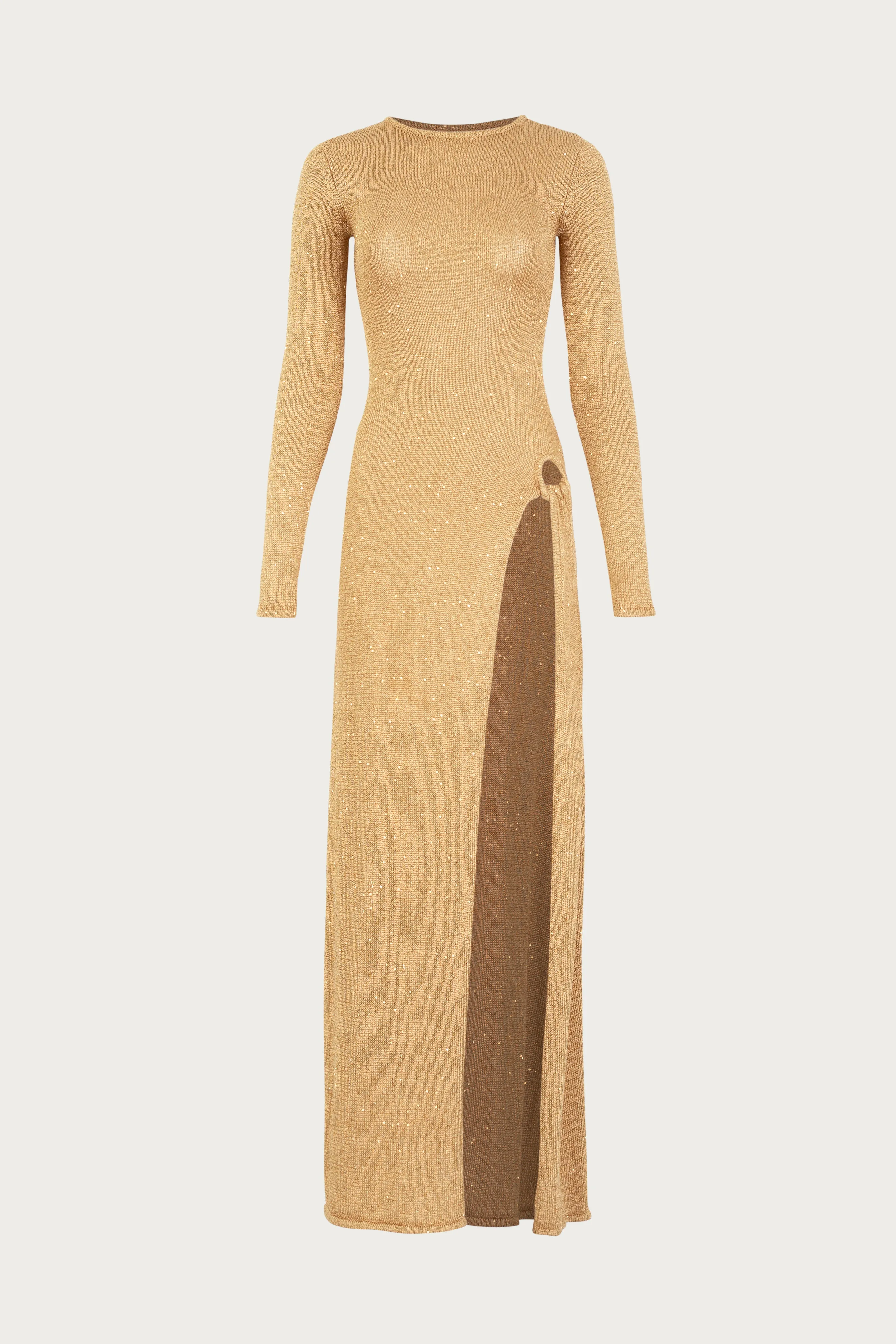 Long Sleeve Twist Dress (Gold Sequin) sold by SAME
