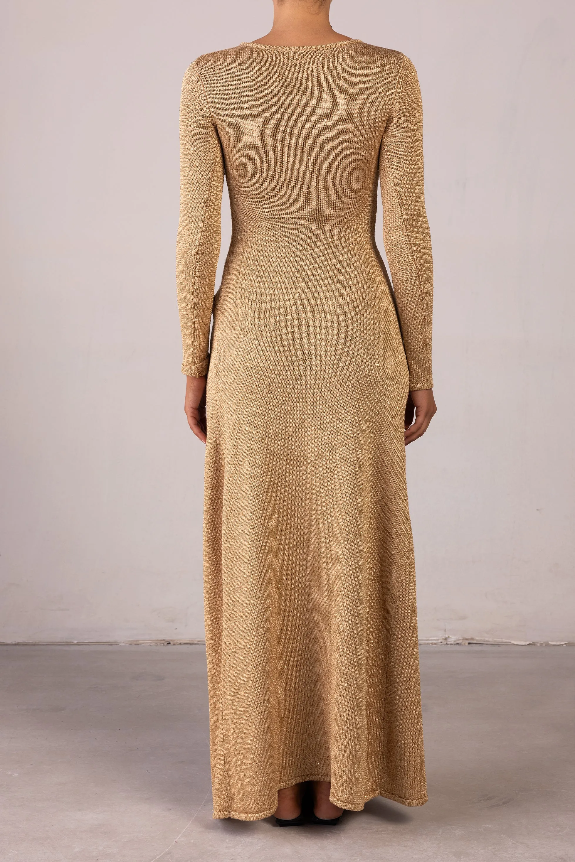 Long Sleeve Twist Dress (Gold Sequin) sold by SAME product image thumbnail 5