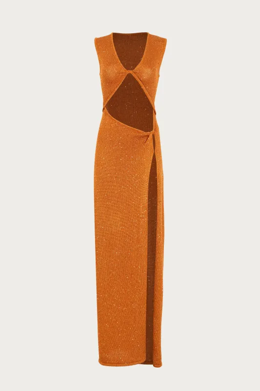 Cut Out Twist Dress (Copper Sequin) made by SAME