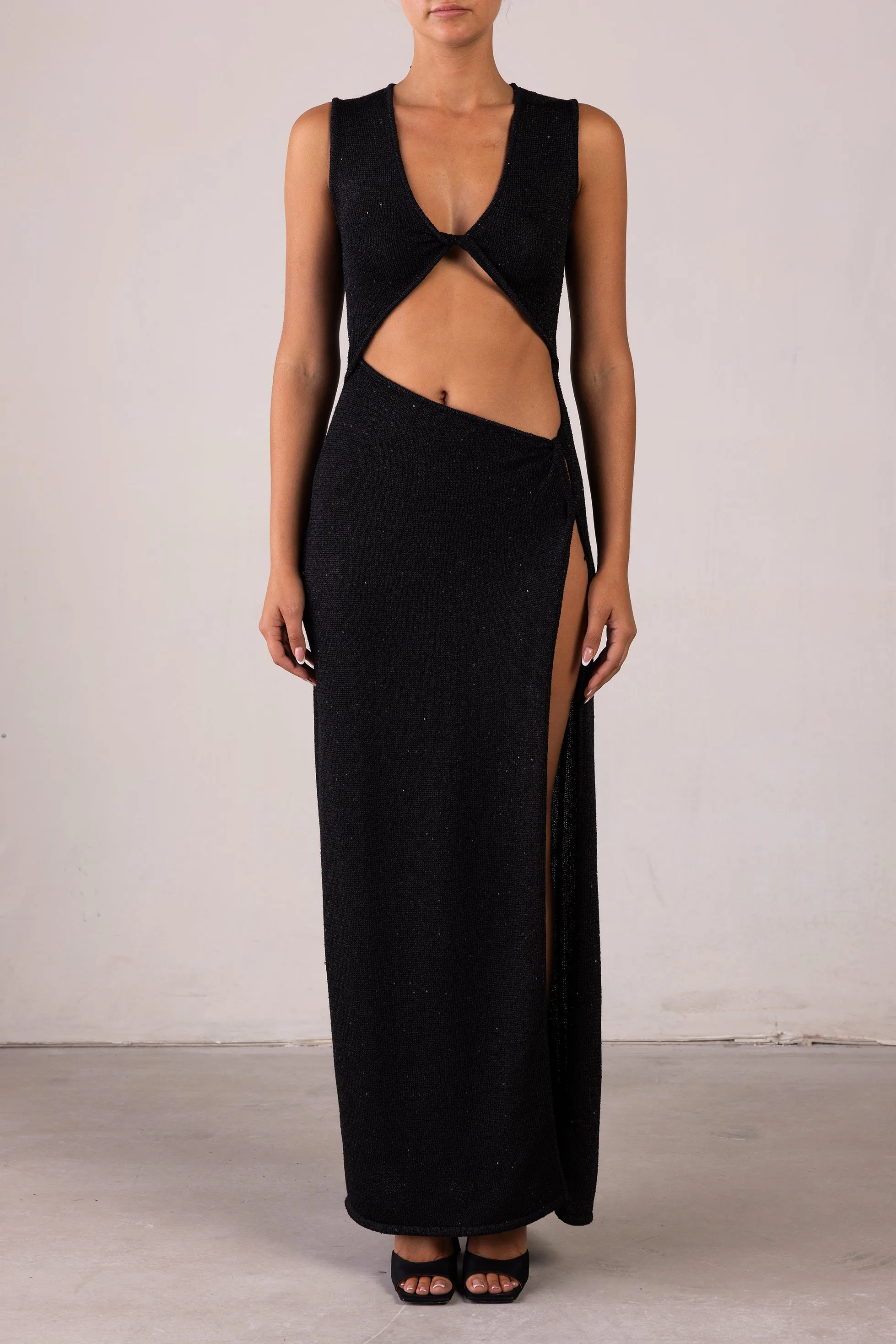 Cut Out Twist Dress (Black Sequin) sold by SAME product image thumbnail 3