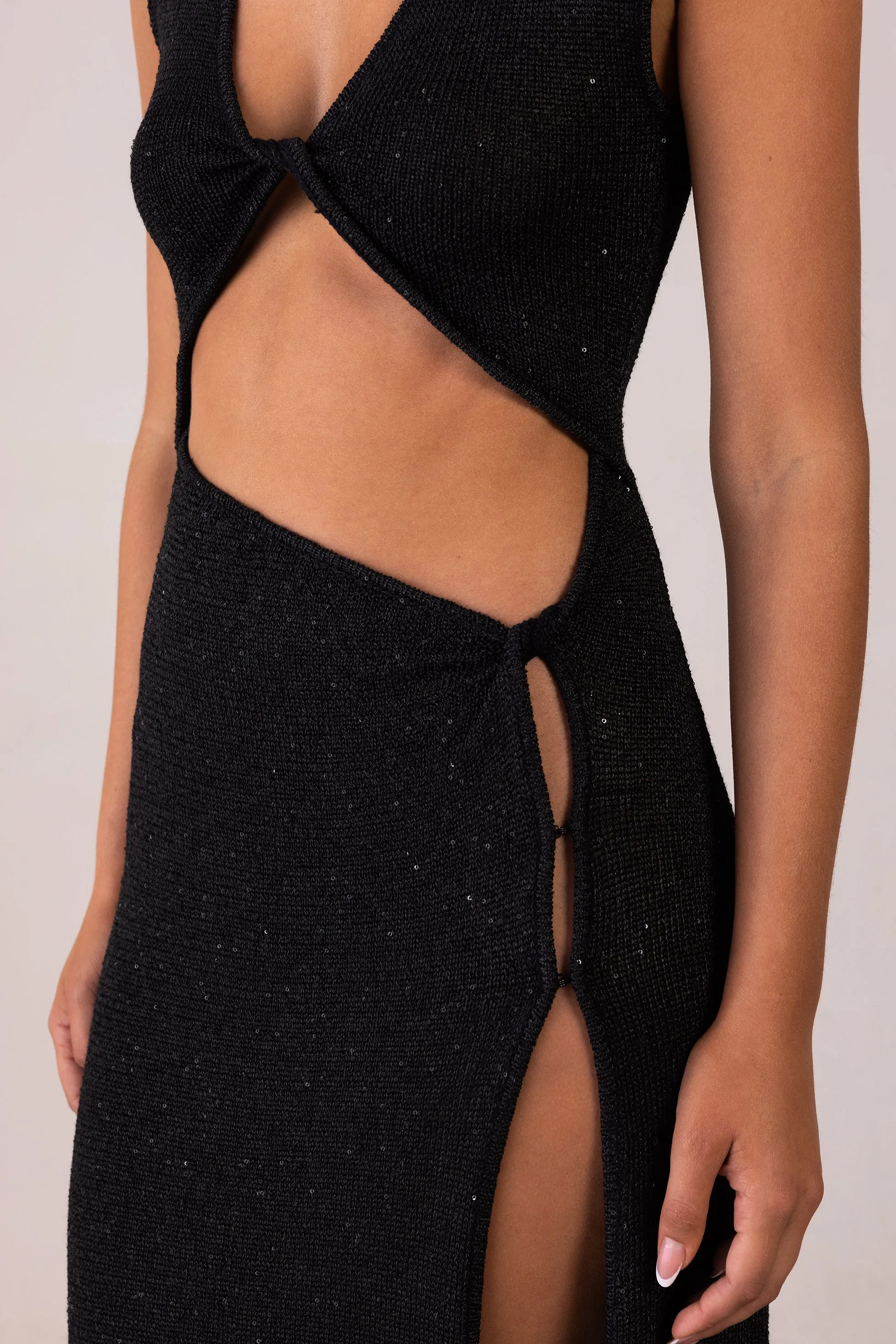 Cut Out Twist Dress (Black Sequin) sold by SAME product image thumbnail 5