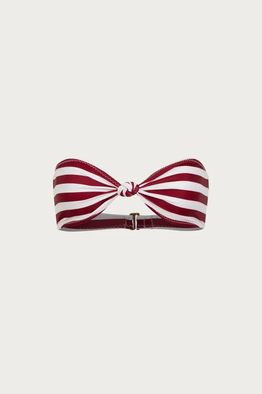 Knotted Bandeau Top (Burgundy Stripe) sold by SAME
