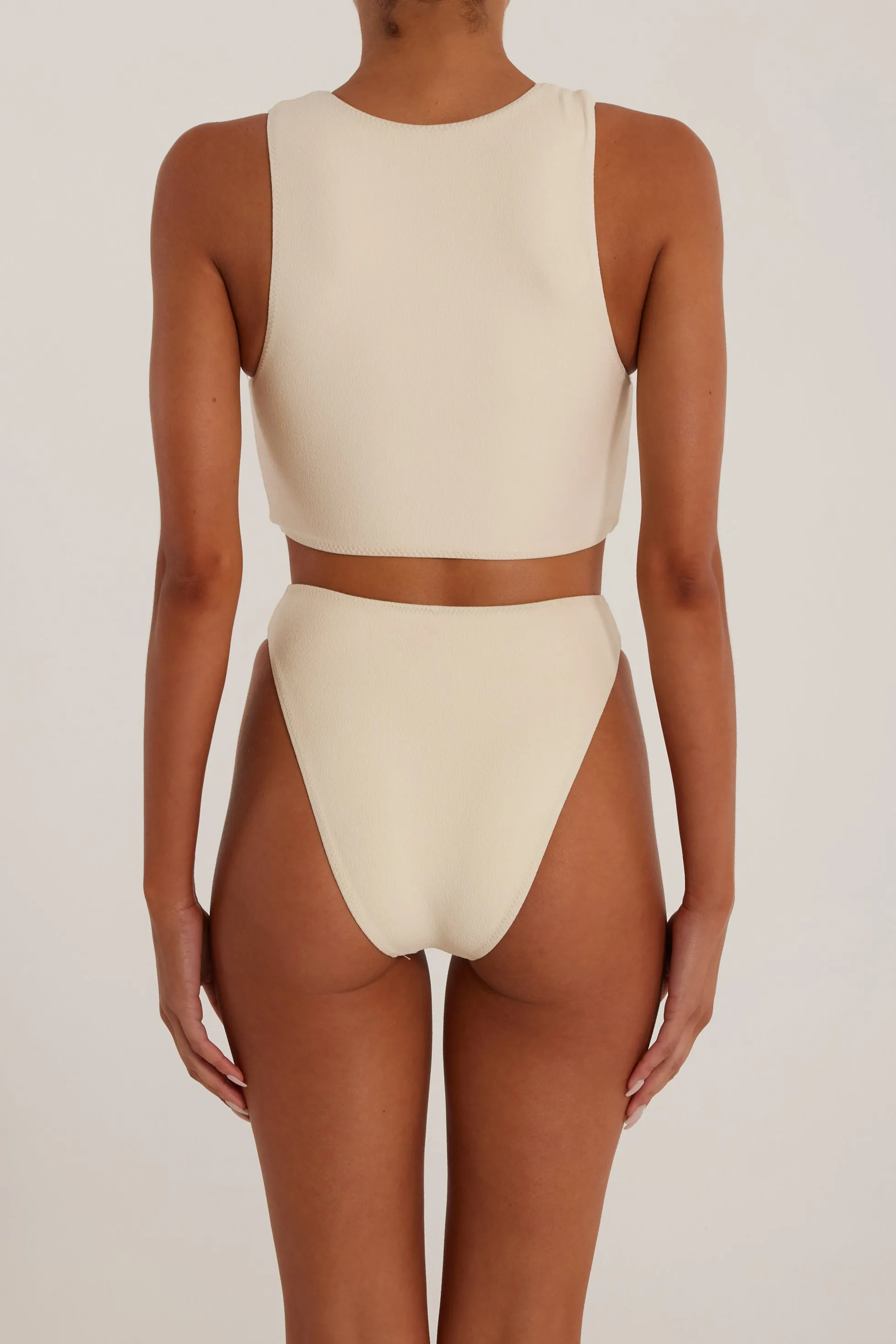 Rosette Tank Top (Faux Suede Cream/Black) sold by SAME product image thumbnail 4