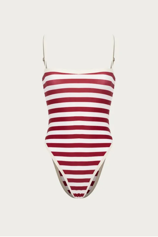 Colorblock One Piece (Burgundy Stripe) sold by SAME