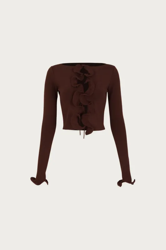 Ruffle Hem Top (Chocolate Brown) sold by SAME