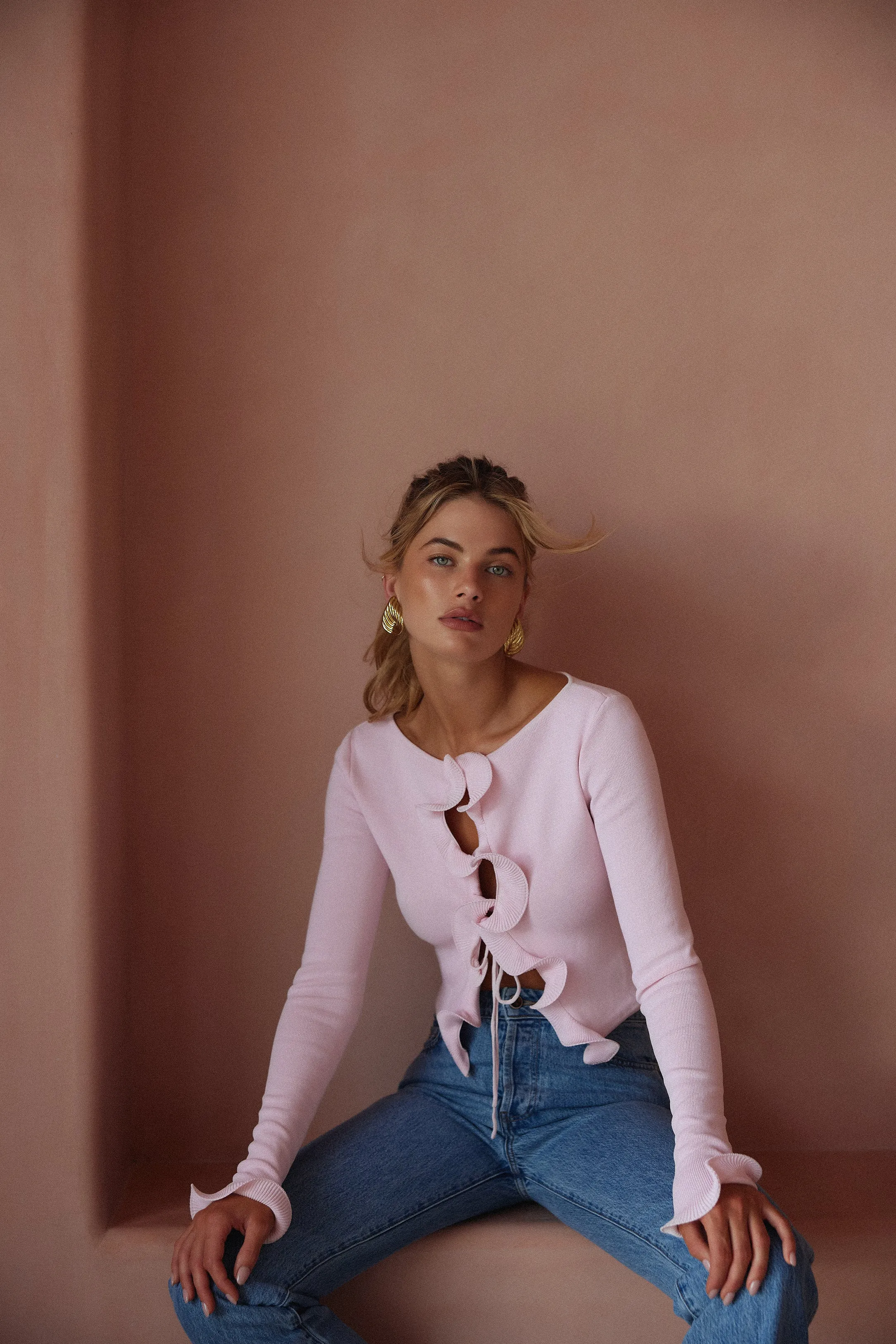 Ruffle Hem Top (Pale Pink) sold by SAME product image thumbnail 2